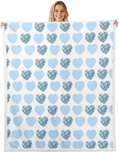 Miniatura 14 de Erosebridal Girls Fleece Blanket 40x50 Heart Rainbow Fuzzy Plush Throw for Sofa Couch Hand Drawn Sherpa Blanket Cartoon Love Geometric