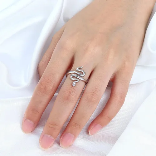 Miniatura 3 de Anillo de serpiente de plata de ley 925 para mujer, ya sean amantes de las serpientes o no, vale la pena tener joyas de moda personalizadas