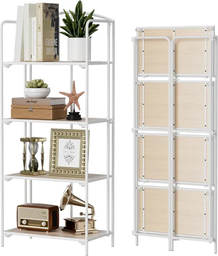 Miniatura 15 de Crofy - Estantería plegable sin montaje para sala de estar, estantería plegable de 2 niveles en color negro para oficina en casa, organizador