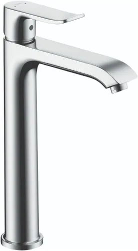 hansgrohe Metris Modern 31183001 - Grifo de lavabo de baño de 1 manija y 10 pulgadas de alto, moderno, atemporal, fácil de limpiar, color cromado,