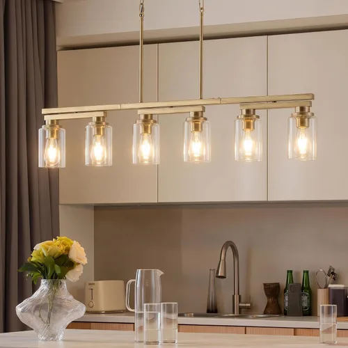 Miniatura 12 de 4 lámparas de isla de cocina y accesorios de iluminación de comedor de granja sobre mesa, colgante rústico ajustable para techo - Diseño giratorio