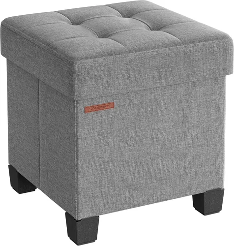 Miniatura 10 de SONGMICS Otomana de almacenamiento, reposapiés otomano pequeño con patas, taburete de pie de 12.6 x 15.8 x 13.2 pulgadas, carga de hasta 660 libras