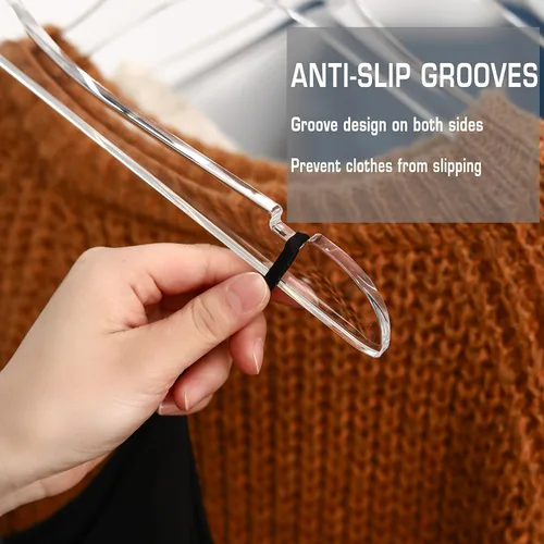 Miniatura 3 de Besser - Perchas acrílicas transparentes, paquete de 15 unidades, perchas acrílicas de alta calidad transparentes con ganchos dorados, perchas