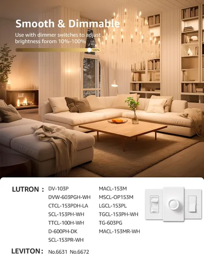 Miniatura 2 de Lepro Bombillas LED de araña equivalentes a 60 W, bombillas de candelabro regulables E12 para ventilador de techo y candelabro, bombillas de Blanco