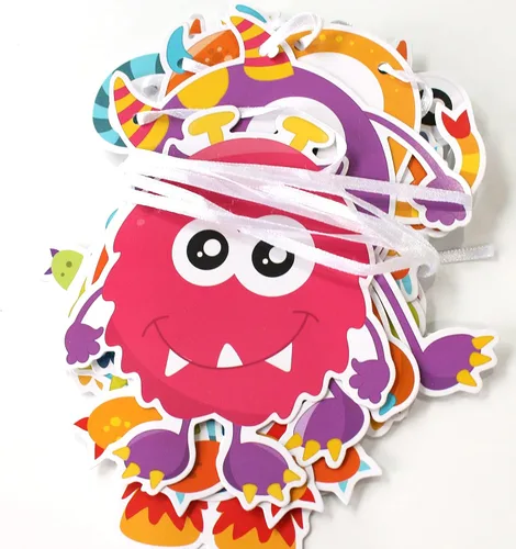 Miniatura 3 de Cartel de Little Monster para decoración de fiesta de cumpleaños con temática de monstruo, suministros de fiesta de baby shower, guirnalda