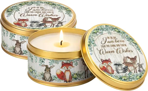 Miniatura 19 de Majestic Zen Juego de regalo de velas para baby shower, paquete de 9 velas de cera de soja perfumadas neutrales, aroma a polvo fresco para bebé, 30