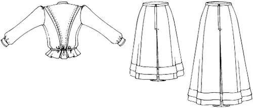 Miniatura 3 de Folkwear Schoolmistress' Shirtwaist & Skirt #216 Schoolmarm's Blusa Camisa Siete Gore Falda 1800's Reproducción Patrón de costura (patrón solamente)