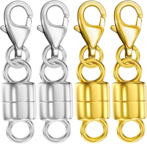 Miniatura 9 de Dailyacc Collar magnético de langosta Cierres y cierres de seguridad de oro de 14 quilates y plata convertidores de joyería para pulseras y extensor