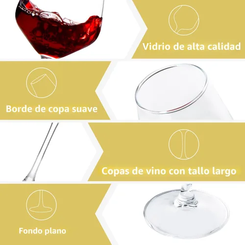 Miniatura 3 de Juego de copas de vino de 12, copa de vino transparente de 12oz roja/blanca, copas de vino de tallo largo para fiesta, boda y hogar