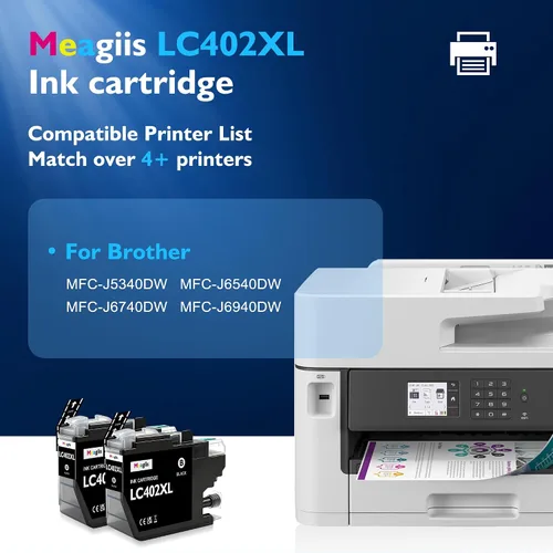 Miniatura 2 de Cartuchos de tinta compatibles LC402 LC402XL de repuesto negro para Brother LC402XL Cartucho de tinta negra para impresora MFC-J5340DW MFC-J6540DW