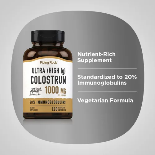 Miniatura 4 de Piping Rock Cápsulas de calostro de 1000 mg 120 píldoras Suplemento para mujeres y hombres 20% de inmunoglobulina Vegetariano, sin OMG, sin