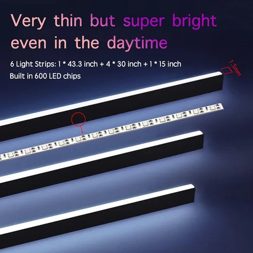 Miniatura 3 de Luces LED para interiores del automóvil, luces LED de acrílico RGB Dream Color para automóvil, kits de iluminación ambiental con aplicación