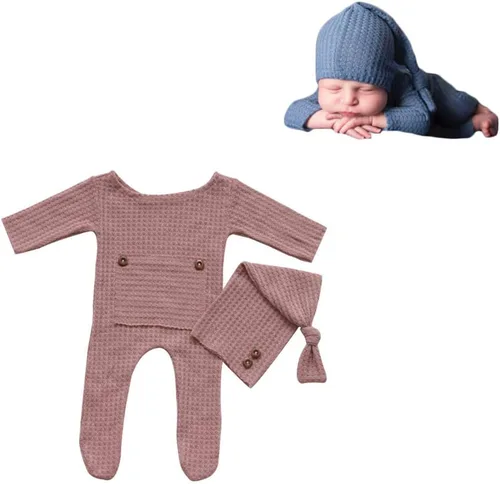 Miniatura 12 de Moda recién nacido niños niñas bebé sesión de fotos accesorios trajes ganchillo ropa sombrero de cola larga pantalones accesorios de fotografía
