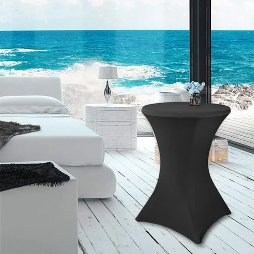 Miniatura 7 de RELIANCER 1 paquete de fundas para mesa de cóctel, mantel de elastano ajustado de 30"x42", mantel redondo elástico para mesas altas, fundas de mesa