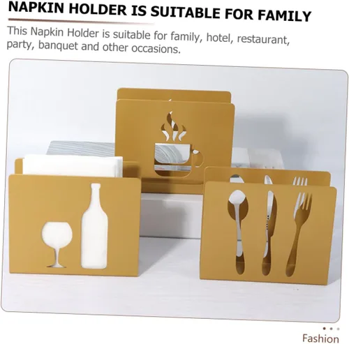 Miniatura 3 de MAGICLULU Square Metal Napkin Holder with Hollow Cutlery Design, Upright Tissue Storage Stand for Restaurant and Household, Modern Style Napkin Rack