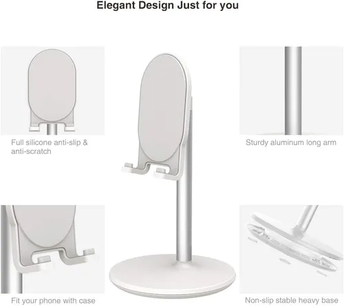 Miniatura 6 de Soporte Bright Stone para teléfono de escritorio, soporte ajustable para teléfono celular para escritorio, compatible con Blanco