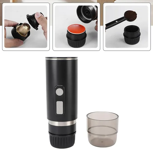 Miniatura 3 de Cafetera eléctrica automática de 800 mAh Cafetera portátil de viaje y campamento Cargador de coche USB C Funciona con café molido y cápsulas
