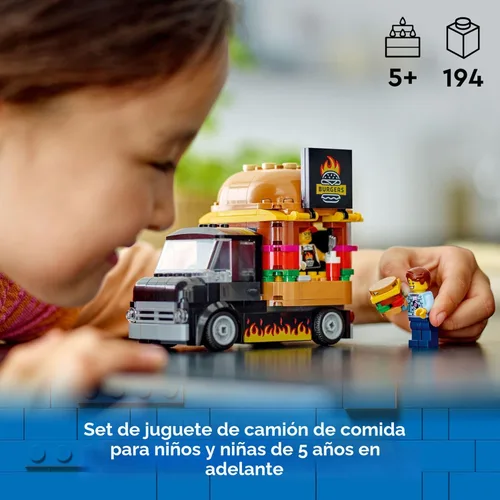 Miniatura 2 de LEGO City Camión de Hamburguesas - Juego de Construcción de Juguetes, Regalo Divertido para Niños de 5 años en Adelante, Camioneta de Hamburguesas