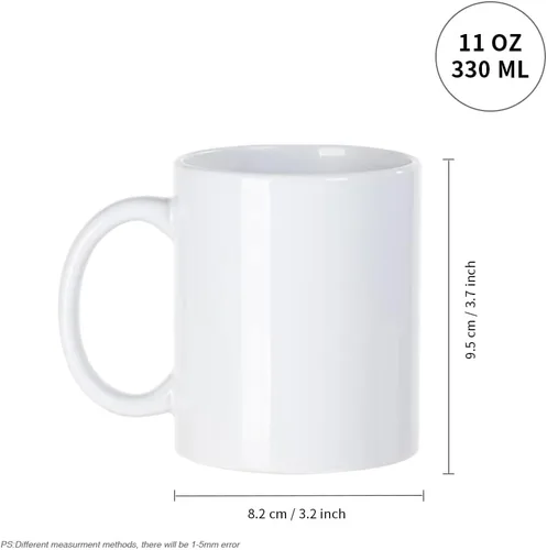 Miniatura 3 de PYD Life Tazas de sublimación en blanco de 11 onzas, tazas de café a granel, tazas de fotos de cerámica blanca al por mayor para Cricut Mug Press