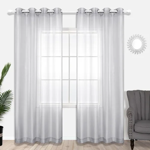 Miniatura 17 de KOUFALL Cortinas traslúcidas de 120 pulgadas de 2 paneles con ojales, juego extra largo de 10 pies de largo, cortinas altas para ventana grande, 52
