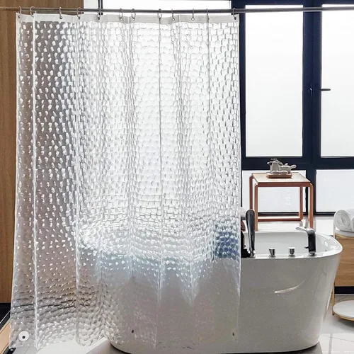 Miniatura 17 de NTBAY - Cortina de ducha transparente de etilvinilacetato, repelente al agua, para cabina de ducha de baño, tejido gofre a cuadros, 72 x 72 pulgadas