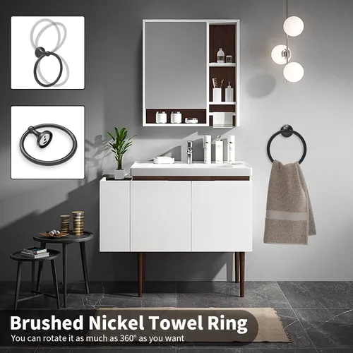 Miniatura 4 de Newfun Juego de accesorios de baño de 8 piezas de 24 pulgadas, color negro mate, incluye toallero de baño ajustable de 24 pulgadas, anillos