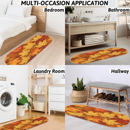 Miniatura 7 de cfpolar Autumn Maple Leaf Pattern Bathroom Rugs Non-Slip Bath Rug Microfiber Bath Mat Absorbent Kitchen Mats and Rugs Machine Washable Oval Plush