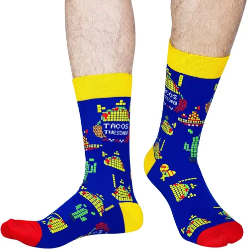 Miniatura 4 de Calcetines para hamburguesa Pixel Taco Alien Pizza Hamburguesa divertido novedad patrón de alimentos Crew Party calcetines regalo