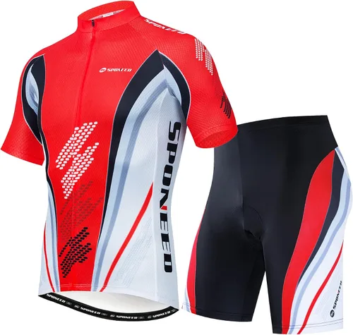 sponeed Maillot de bicicleta para hombres Ciclista Camisas y pantalones cortos Set de manga corta trajes acolchados bicicleta pantalones