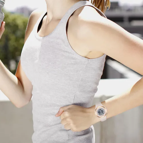 Miniatura 8 de GOLDEN HOUR Reloj de pulsera de silicona con cronógrafo digital impermeable para mujer