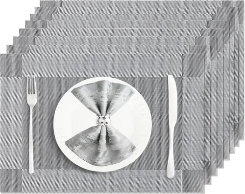 Miniatura 19 de Juego de 12 manteles individuales lavables y limpiables para mesa de comedor, cocina, interior y exterior, manteles individuales resistentes al