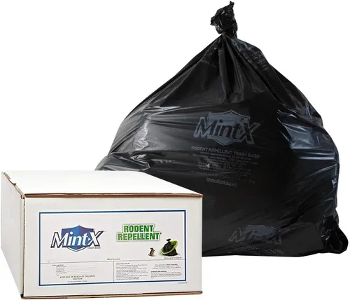 Mint-X - MX4046XHB Bolsas de basura repelentes de roedores, 1.3 mil, sello plano, 46 pulgadas de alto x 40 pulgadas de largo, color negro (paquete