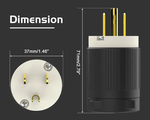 Miniatura 10 de Cable de extensión NEMA 5-15P con certificación UL para reparación de extremos de repuesto macho de 15 amperios, 110, 120, 125 voltios, 3 puntas, 2