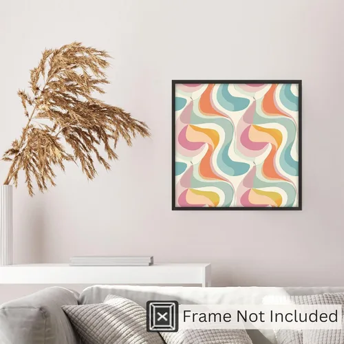 Miniatura 5 de Ethan Taylor Abstract Wall Art Prints Unframed Square Posters 'Retro 70s Hippie Groovy Pattern III' Retro Home Décor for Living Room, Bedroom