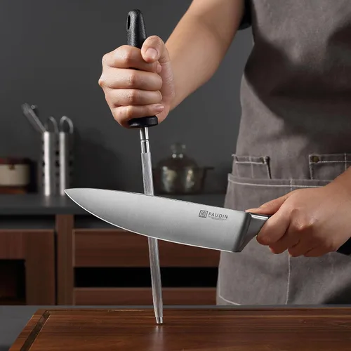 Miniatura 8 de PAUDIN Juego de bloque de cuchillos, 15 piezas, con bloque, juego de cuchillos de cocina de acero inoxidable de alto carbono con afilador, juego