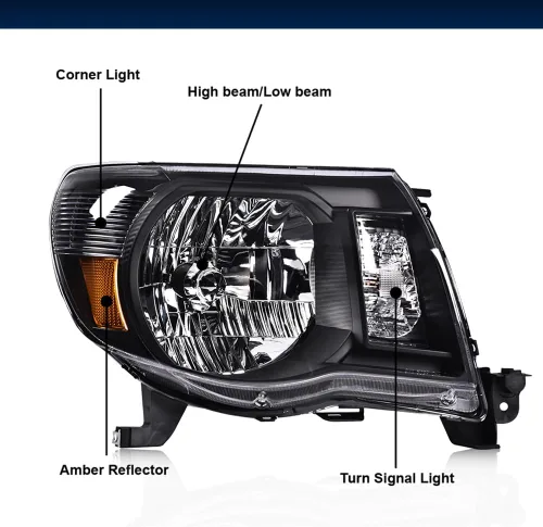 Miniatura 5 de GRAND ORANGE Par de faros delanteros compatibles con Toyota Tacoma 2005 2006 2007 2008 2009 2010 2011 lente transparente cromado carcasa ámbar