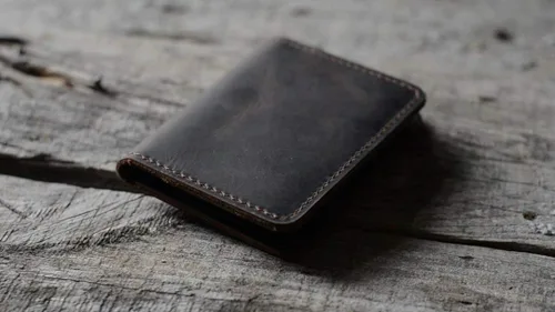 Miniatura 7 de Cartera minimalista hecha a mano de cuero envejecido para hombres tarjetero para regalos flores marrones
