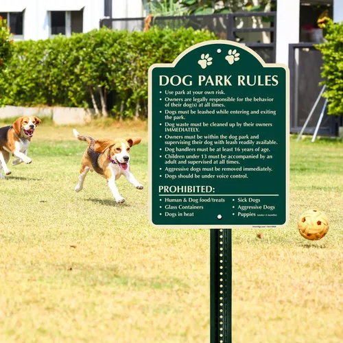 Miniatura 3 de SmartSign Cartel de diseño "Dog Park Rules - Use At Your Own Risk, Owners Legally Responsible ", 18" x 24", compuesto de aluminio de 120 mil (ACM)