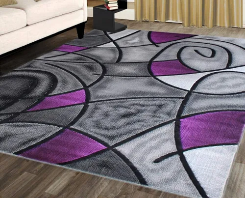 Miniatura 15 de Masada Rugs, Alfombra moderna y contemporánea, color morado, gris y negro (2 pies x 3 pies)