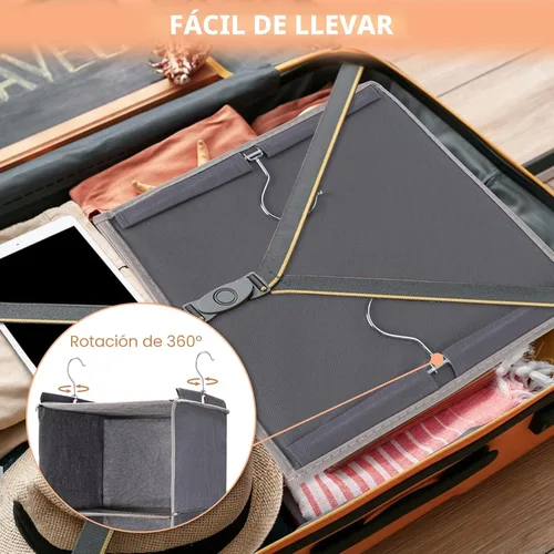 Miniatura 7 de BOOMIBOO Organizador de armario colgante y estantes, 5 estantes colgantes con 2 bolsillos laterales, almacenamiento plegable (gris)