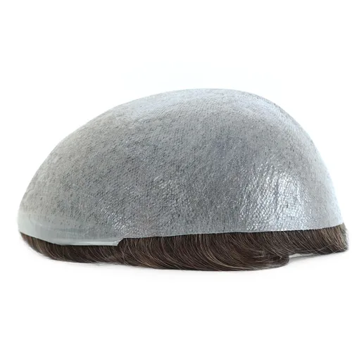 Miniatura 6 de HAIR NATURE Toupee para hombres piezas de cabello humano, sistema de reemplazo de cabello, 0.001 in piel ultrafina en V, unidades de cabello castaño
