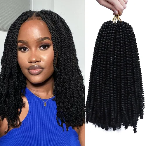 Miniatura 10 de Paquete de 2 cabello para trenzas en espiral de 8 pulgadas, cabello Spring Twist para rastas falsas, rastas de mariposa, cabello para trenzas, fibra