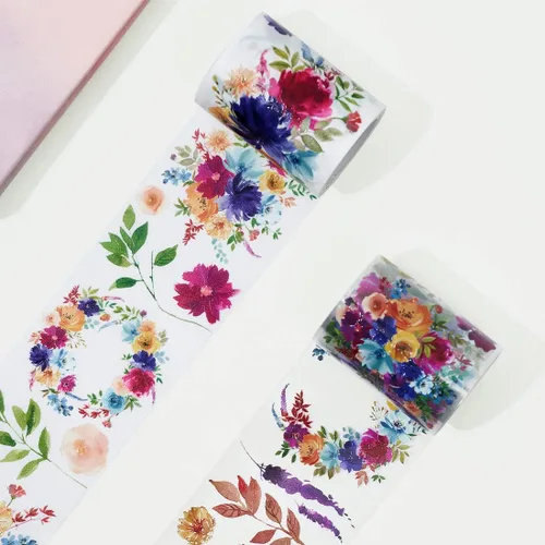 Miniatura 5 de WT Pretty Florals - Cinta ancha de PET, rollo individual, diseños originales, cinta decorativa floral, cinta transparente para manualidades para WT