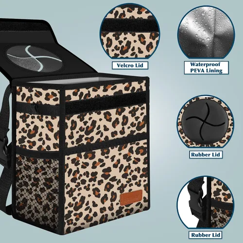 Miniatura 5 de Basurero para automóvil con tapa, bolsa de basura impermeable, para asiento delantero de SUV, multiusos, para colgar en reposacabezas, plegable