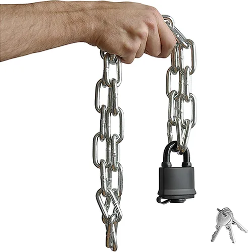 Urban August Cadena de seguridad endurecida de 0.315 pulgadas de grosor con un bloqueo de almohadilla resistente a la intemperie – Cerradura de Cromo