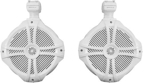 Miniatura 2 de Rockville RWB90W Par de altavoces de torre de wakeboard marinos de 8 pulgadas, 600 W, 200 RMS, giro de 360 grados, impermeable, sonido de alta Blanco