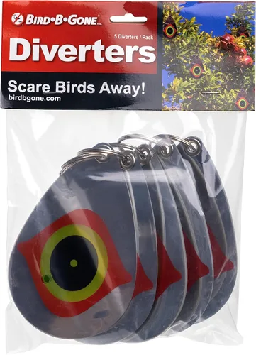 Bird B Gone - Desviadores reflectantes para pájaros - Juego de 5 - Papel de aluminio disuasorio imita los ojos de depredador - Asusta a los pájaros
