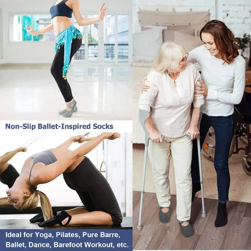 Miniatura 44 de Ozaiic - Calcetines de yoga para mujer con correas y agarres antideslizantes, ideales para pilates, Pure Barre, ballet, danza y entrenamiento