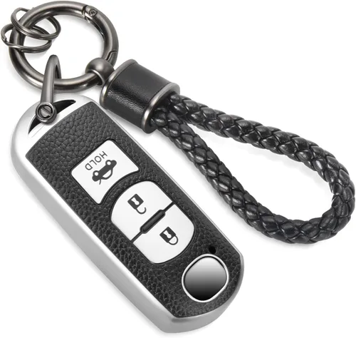 Miniatura 29 de para llavero de Cadillac con funda de TPU con superficie granulada y cuerda trenzada metálica, funda de llavero mejorada para 2020 en adelante CT4