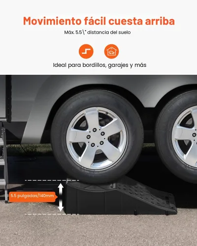 Miniatura 3 de VEVOR Rampa para vehículos de 1 pieza, 20000 libras/9 toneladas, rampa de servicio de coche, elevación sin esfuerzo de 5.5 pulgadas de alto